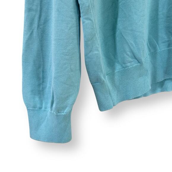 Brooks Brothers Sweater Mens XL Aqua Blue Silk Cotton Blend V-Neck Country Club - Picture 4 of 8